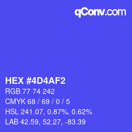 Color code: HEX #4D4AF2 | qconv.com