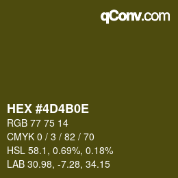 Color code: HEX #4D4B0E | qconv.com
