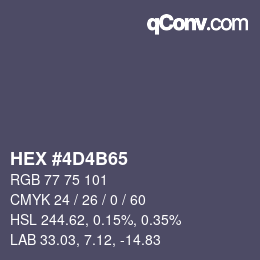 カラーコード: HEX #4D4B65 | qconv.com