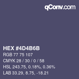 Color code: HEX #4D4B6B | qconv.com