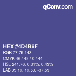 Color code: HEX #4D4B8F | qconv.com