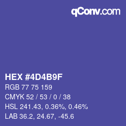 Color code: HEX #4D4B9F | qconv.com