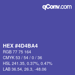颜色代码: HEX #4D4BA4 | qconv.com
