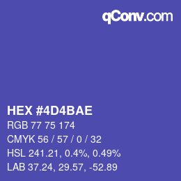 Color code: HEX #4D4BAE | qconv.com