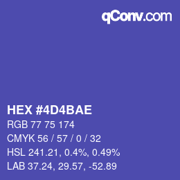 カラーコード: HEX #4D4BAE | qconv.com