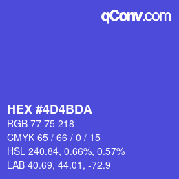 カラーコード: HEX #4D4BDA | qconv.com