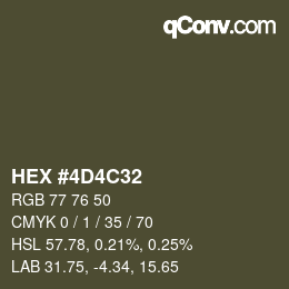 Color code: HEX #4D4C32 | qconv.com