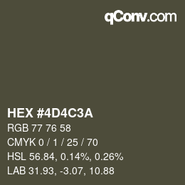 Color code: HEX #4D4C3A | qconv.com
