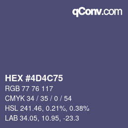 Color code: HEX #4D4C75 | qconv.com