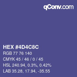 カラーコード: HEX #4D4C8C | qconv.com
