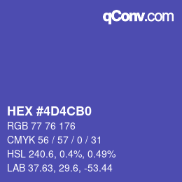 Color code: HEX #4D4CB0 | qconv.com