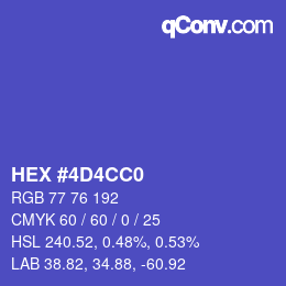 カラーコード: HEX #4D4CC0 | qconv.com