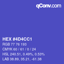 Color code: HEX #4D4CC1 | qconv.com