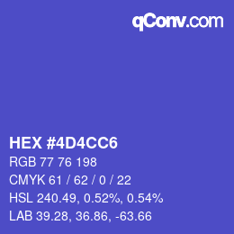 Color code: HEX #4D4CC6 | qconv.com