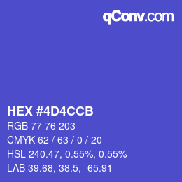 Color code: HEX #4D4CCB | qconv.com