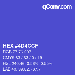 Color code: HEX #4D4CCF | qconv.com