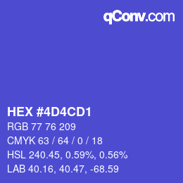 カラーコード: HEX #4D4CD1 | qconv.com