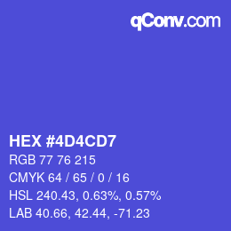 颜色代码: HEX #4D4CD7 | qconv.com