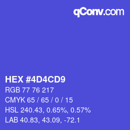 Color code: HEX #4D4CD9 | qconv.com