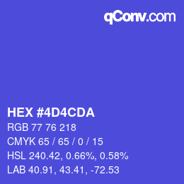 カラーコード: HEX #4D4CDA | qconv.com