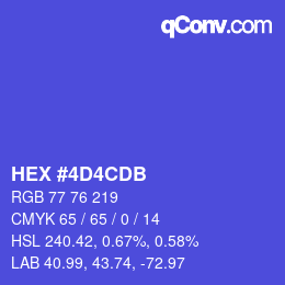 Color code: HEX #4D4CDB | qconv.com