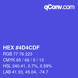 カラーコード: HEX #4D4CDF | qconv.com