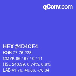 カラーコード: HEX #4D4CE4 | qconv.com