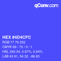 颜色代码: HEX #4D4CFC | qconv.com