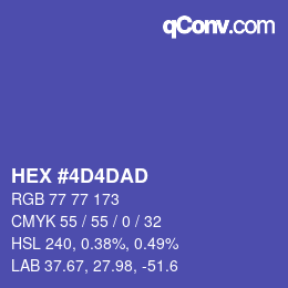 Color code: HEX #4D4DAD | qconv.com