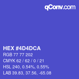 Color code: HEX #4D4DCA | qconv.com