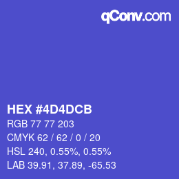 Color code: HEX #4D4DCB | qconv.com