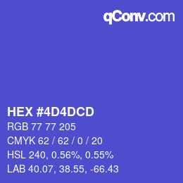 カラーコード: HEX #4D4DCD | qconv.com