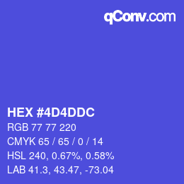 Color code: HEX #4D4DDC | qconv.com