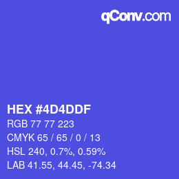 Color code: HEX #4D4DDF | qconv.com