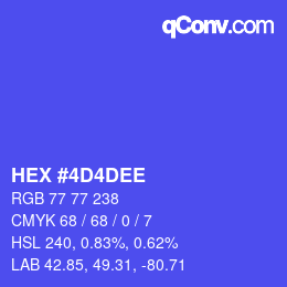 Color code: HEX #4D4DEE | qconv.com