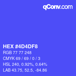 Color code: HEX #4D4DF8 | qconv.com