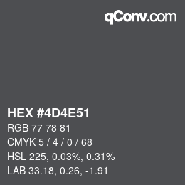 颜色代码: HEX #4D4E51 | qconv.com