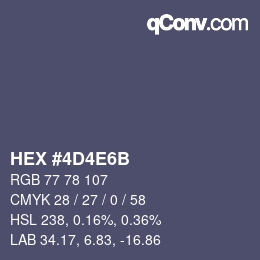 Color code: HEX #4D4E6B | qconv.com