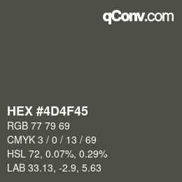 Color code: HEX #4D4F45 | qconv.com