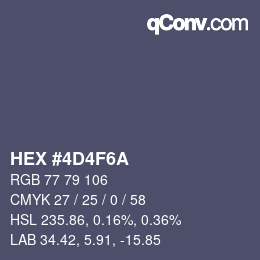 Color code: HEX #4D4F6A | qconv.com