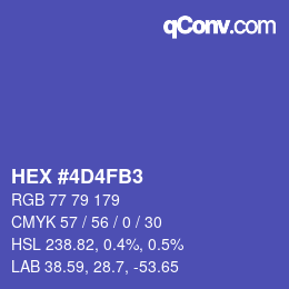 颜色代码: HEX #4D4FB3 | qconv.com