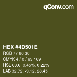 Color code: HEX #4D501E | qconv.com