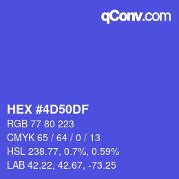 Color code: HEX #4D50DF | qconv.com
