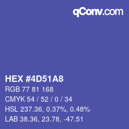 Color code: HEX #4D51A8 | qconv.com