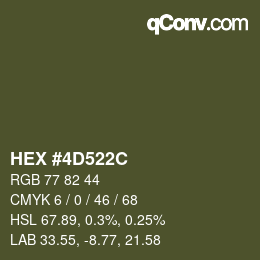 Color code: HEX #4D522C | qconv.com