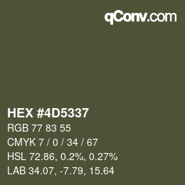 Farbcode: HEX #4D5337 | qconv.com