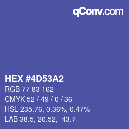 Color code: HEX #4D53A2 | qconv.com