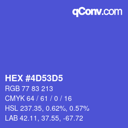 カラーコード: HEX #4D53D5 | qconv.com