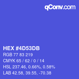 颜色代码: HEX #4D53DB | qconv.com