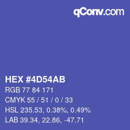 Color code: HEX #4D54AB | qconv.com